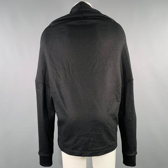 THAMANYAH Size S Black Double Face Wool Cotton Blend Collarless Jacket - Picture 3 of 6